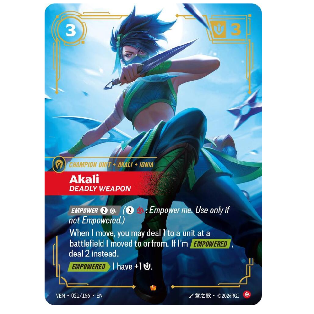 Akali Deadly Weapon - VEN 021/166 - Epic - 1st Edition
