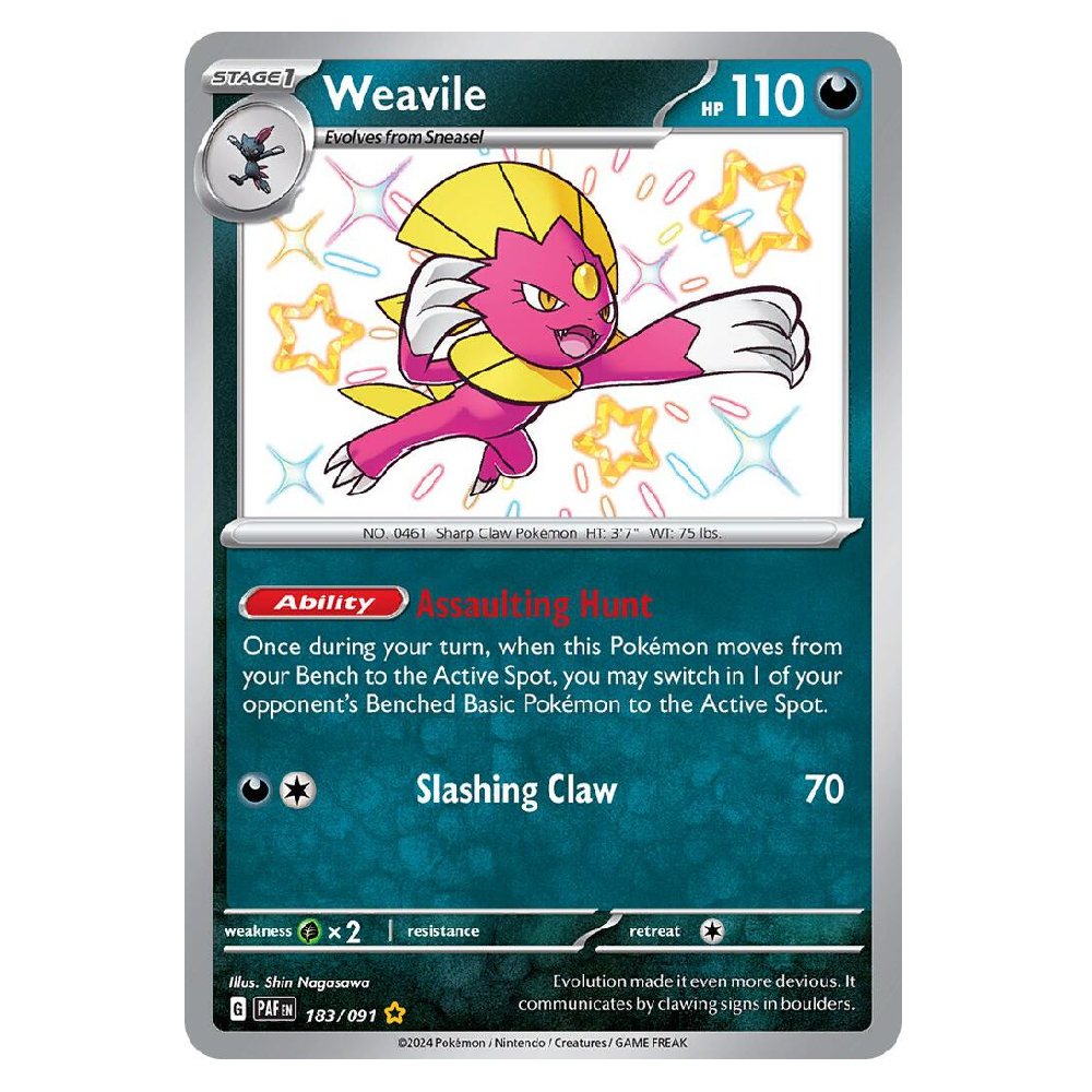 Weavile - PAG 183/091 - Shiny Rare - 1st Edition