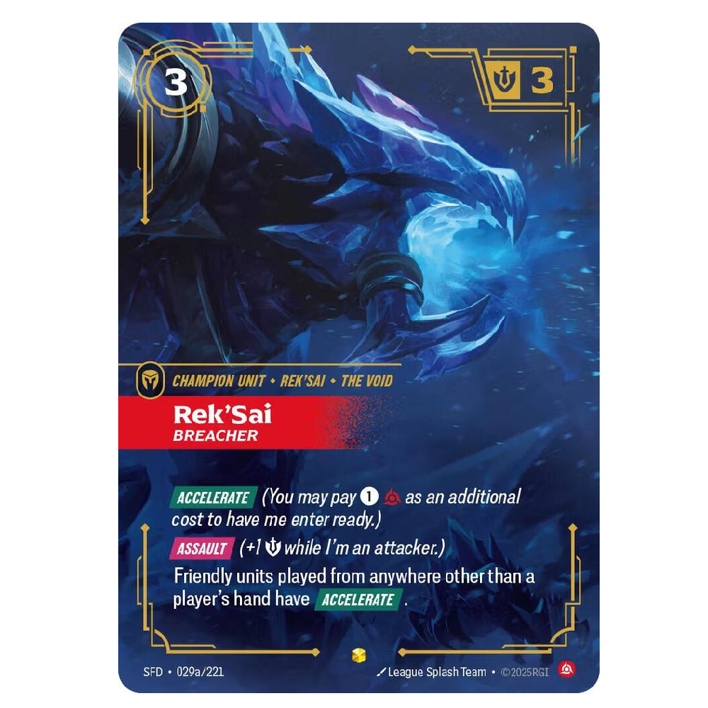Rek'Sai - Breacher (Alternate Art) (029a/221) - Showcase - 1st Edition