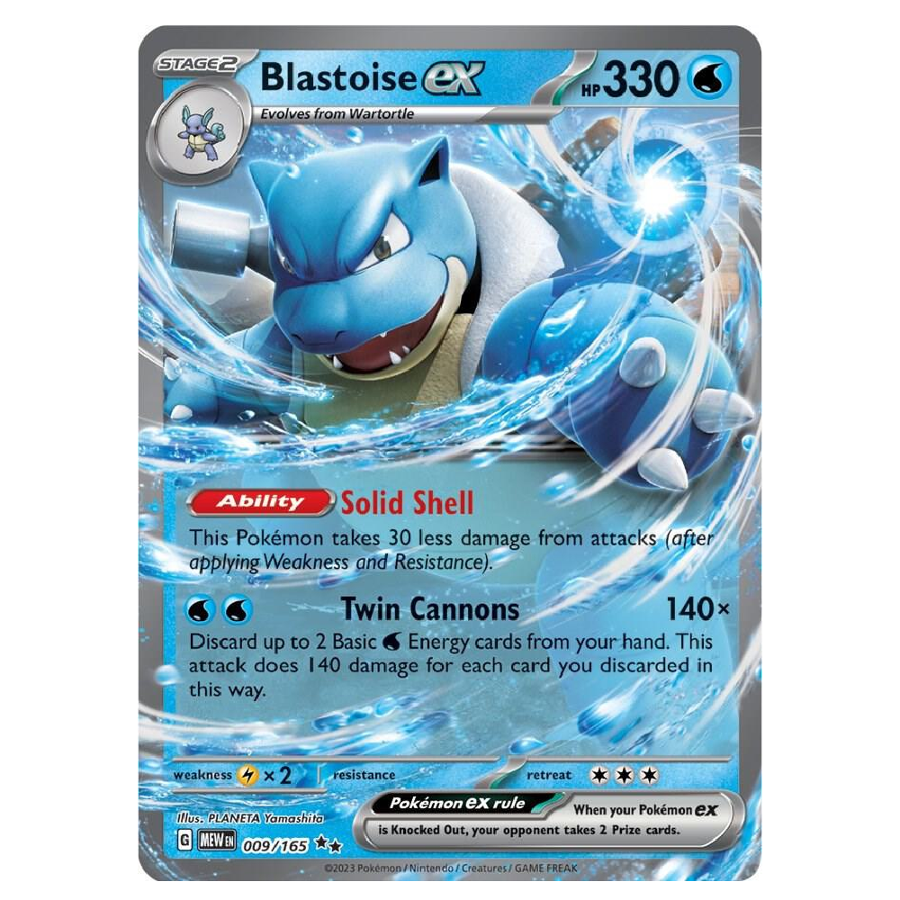 Blastoise ex - MEW 009/165 - Double Rare - 1st Edition