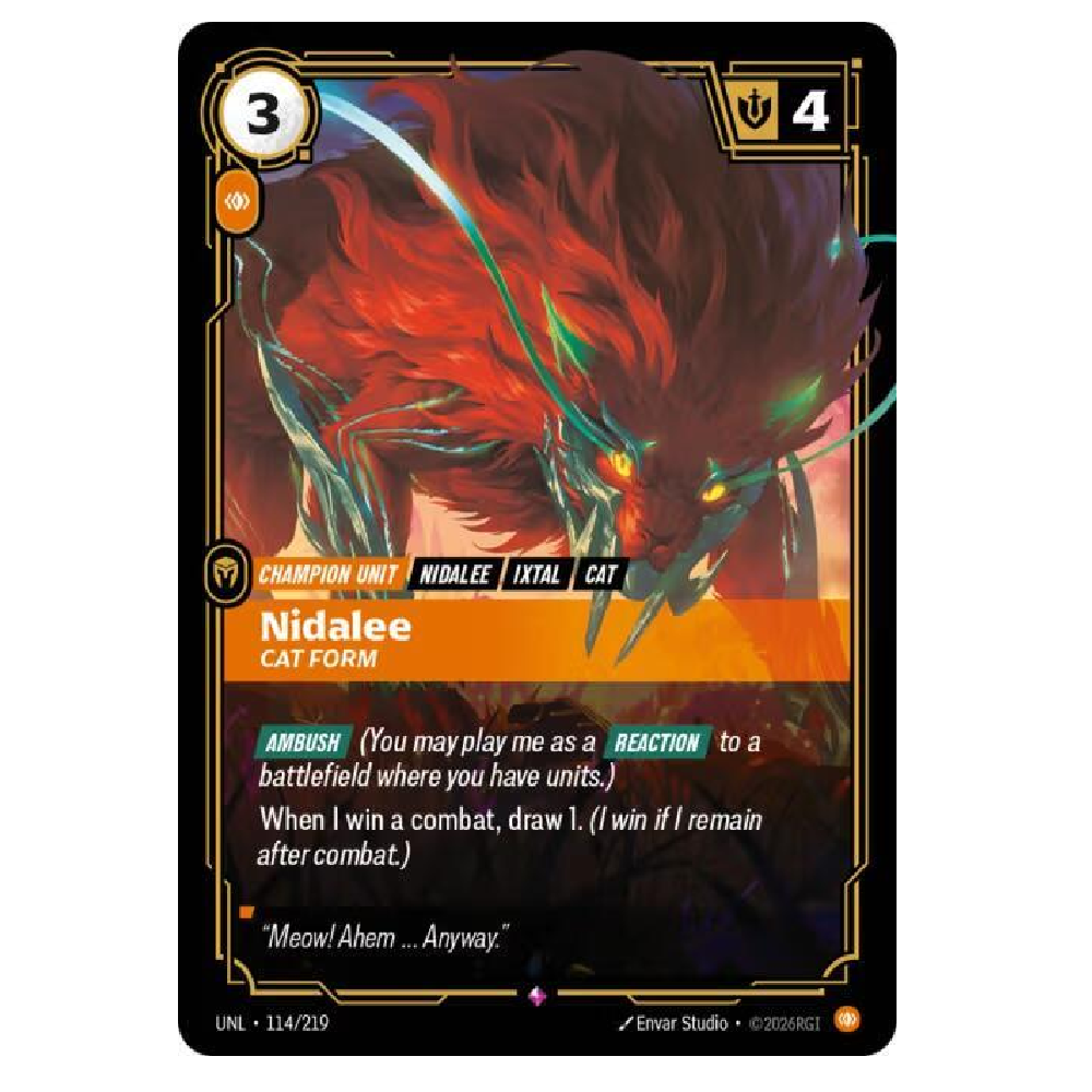 Nidalee Cat Form - UNL 114/219 - Rare - 1st Edition