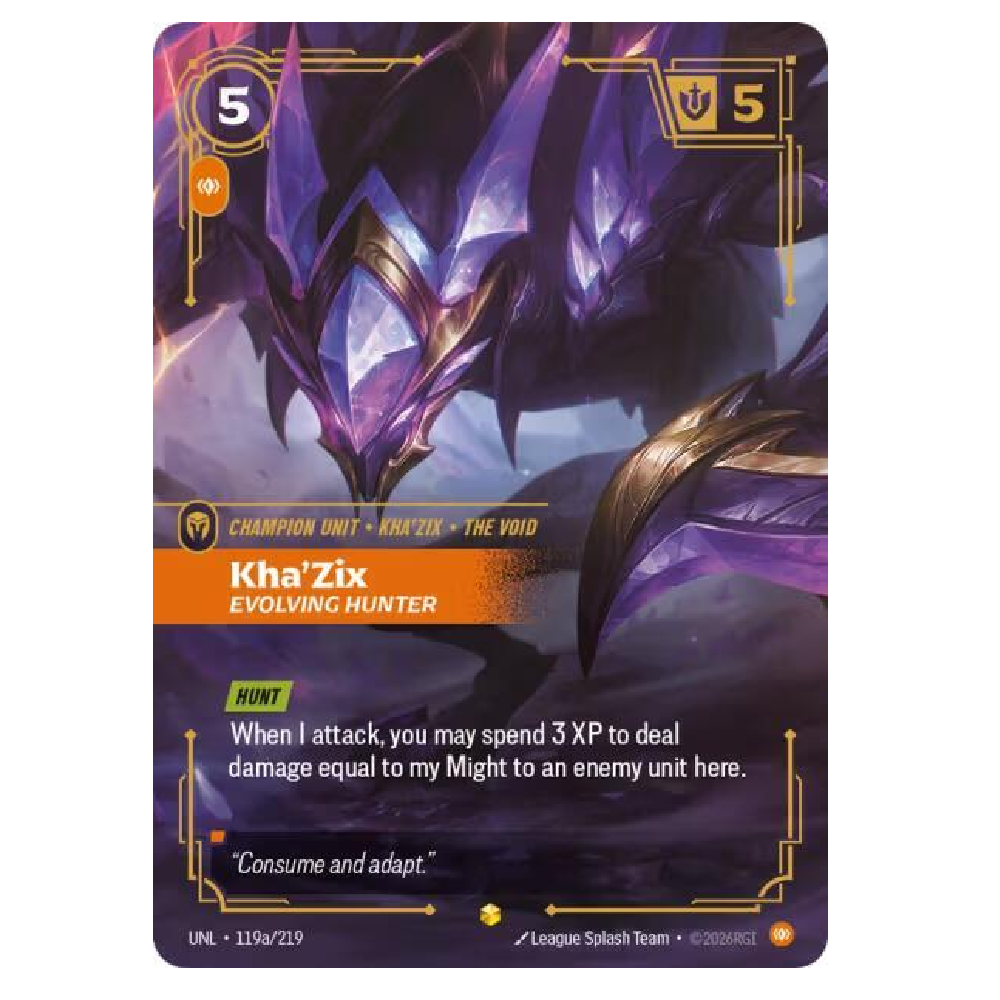 Kha'Zix Evolving Hunter (Alt Art) - UNL 119a/219 - Showcase - 1st Edition