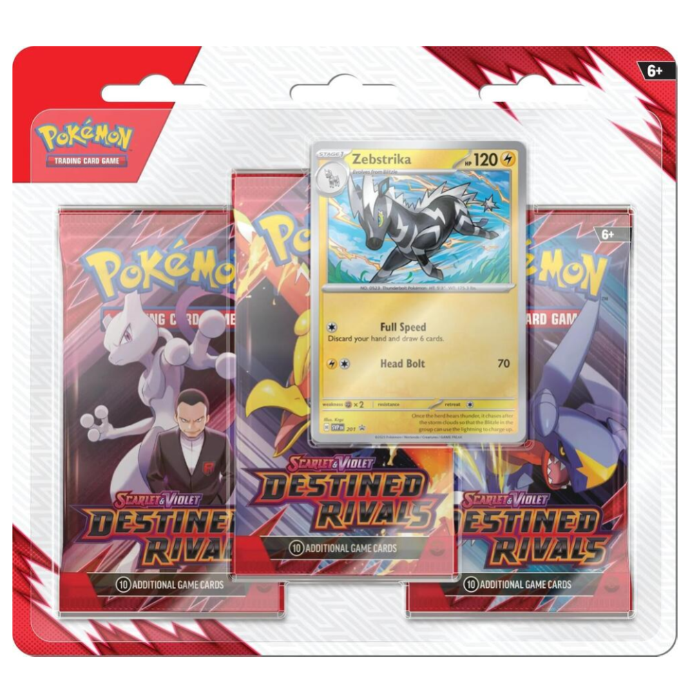 Pokemon TCG: Scarlet & Violet - 3-Pack Blister - Destined Rivals (Zebstrika)