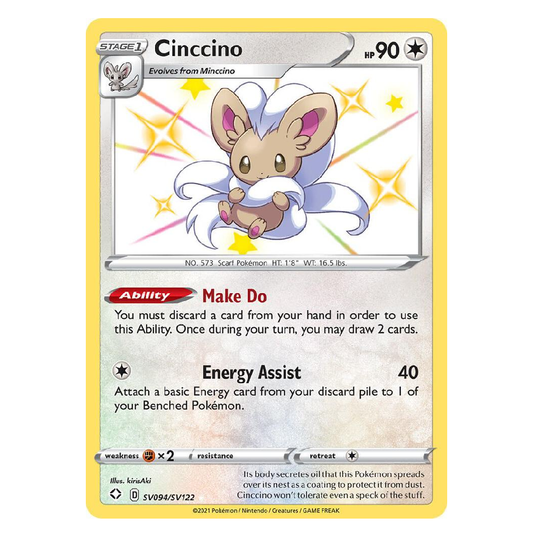 Cinccino - SV094/SV122 - Shiny Holo Rare - 1st Edition