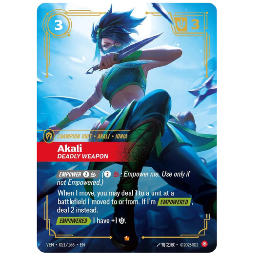 Akali Deadly Weapon - VEN 021/166 - Epic - 1st Edition