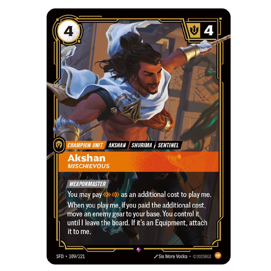 Akshan Mischievous - SFD 109/221 - Rare - 1st Edition