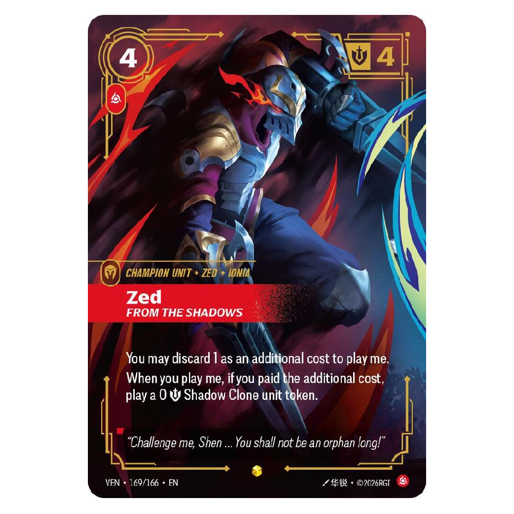 Zed From the Shadows (Overnumbered) - VEN 169/166 - Showcase - 1st Edition