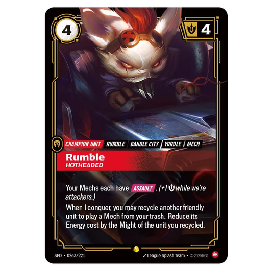 Rumble Hotheaded (Alt Art) - SFD 026a/221 - Showcase - 1st Edition