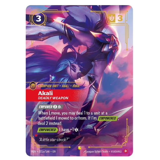 Akali Deadly Weapon (Alt Art) - VEN 021a/166 - Showcase - 1st Edition
