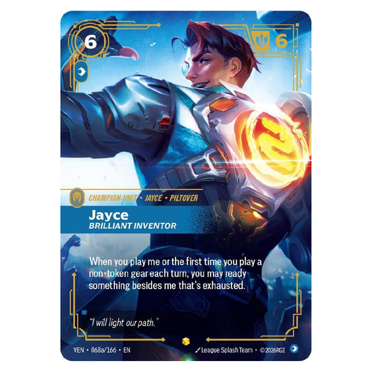Jayce Brilliant Inventor (Alt Art) - VEN 068a/166 - Showcase - 1st Edition