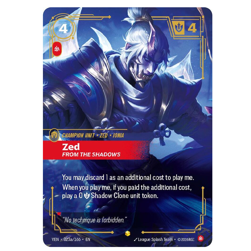 Zed from the Shadows (Alt Art) - VEN 023a/166 - Showcase - 1st Edition