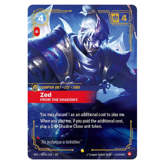 Zed from the Shadows (Alt Art) - VEN 023a/166 - Showcase - 1st Edition