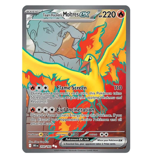 Team Rocket's Moltres ex - DRI 208/182 - Ultra Rare - 1st Edition