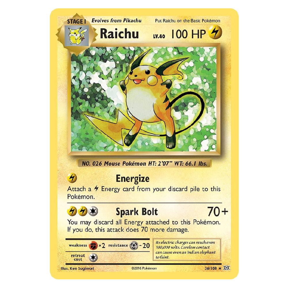Raichu (Reverse Holofoil) - 36/108 - Holo Rare - 1st Edition