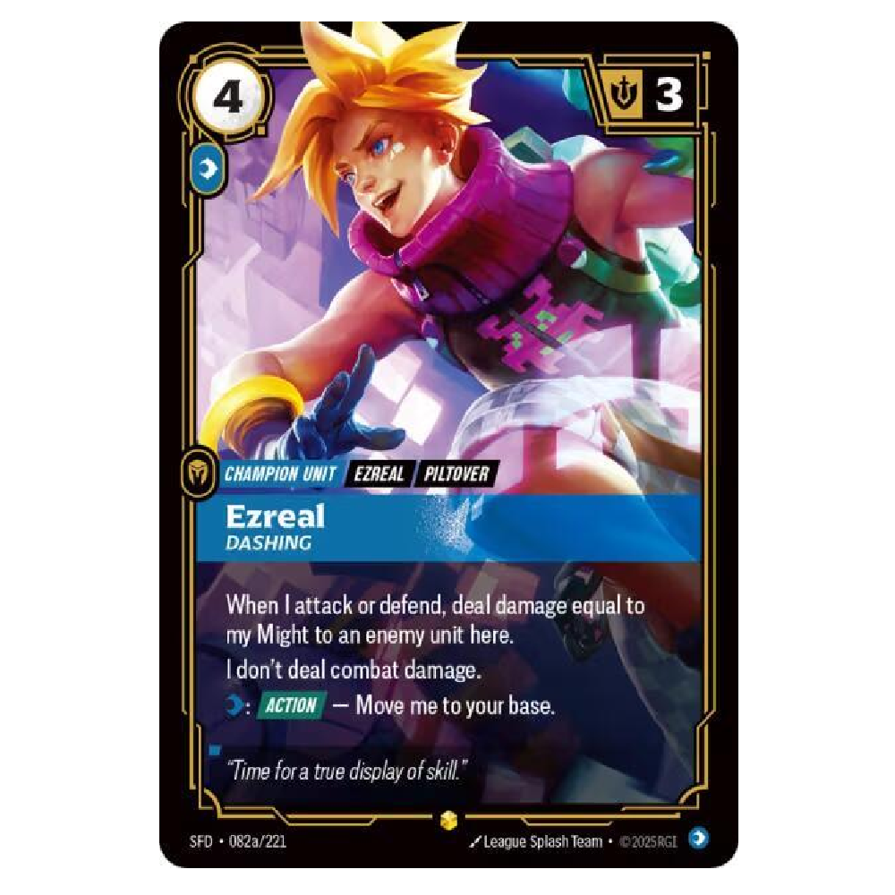 Ezreal, Dashing (Alt Art) - SFD 082a/221 - Showcase - 1st Edition