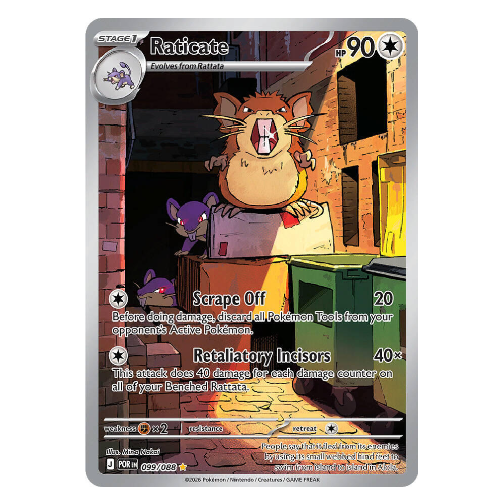 Raticate - POR 099/088 - Illustration Rare - 1st Edition