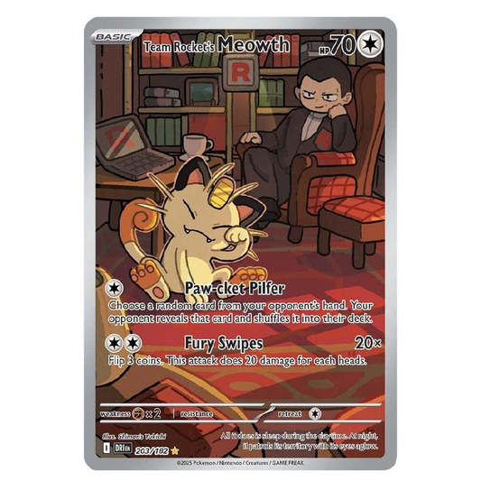 Team Rocket's Meowth - DRI 203/182 - Illustration Rare - 1st Edition