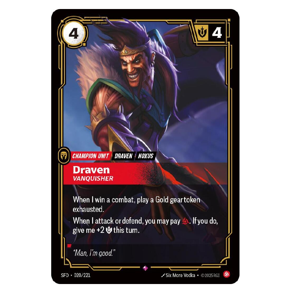 Draven Vanquisher - SFD 020/221 - Rare - 1st Edition