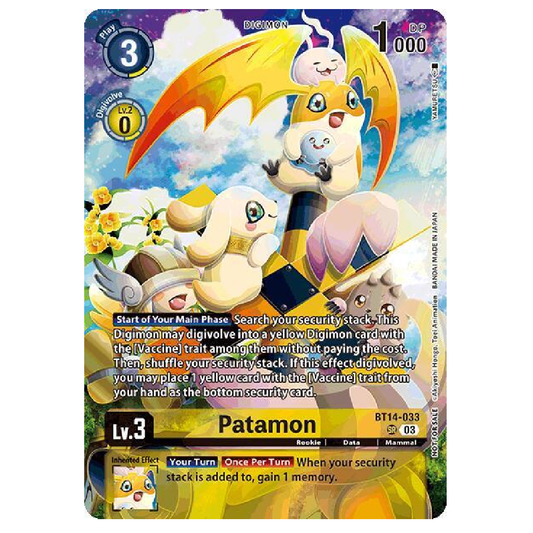 Patamon (Limited Card Pack) - BT14-033 - SR - 1st Edition