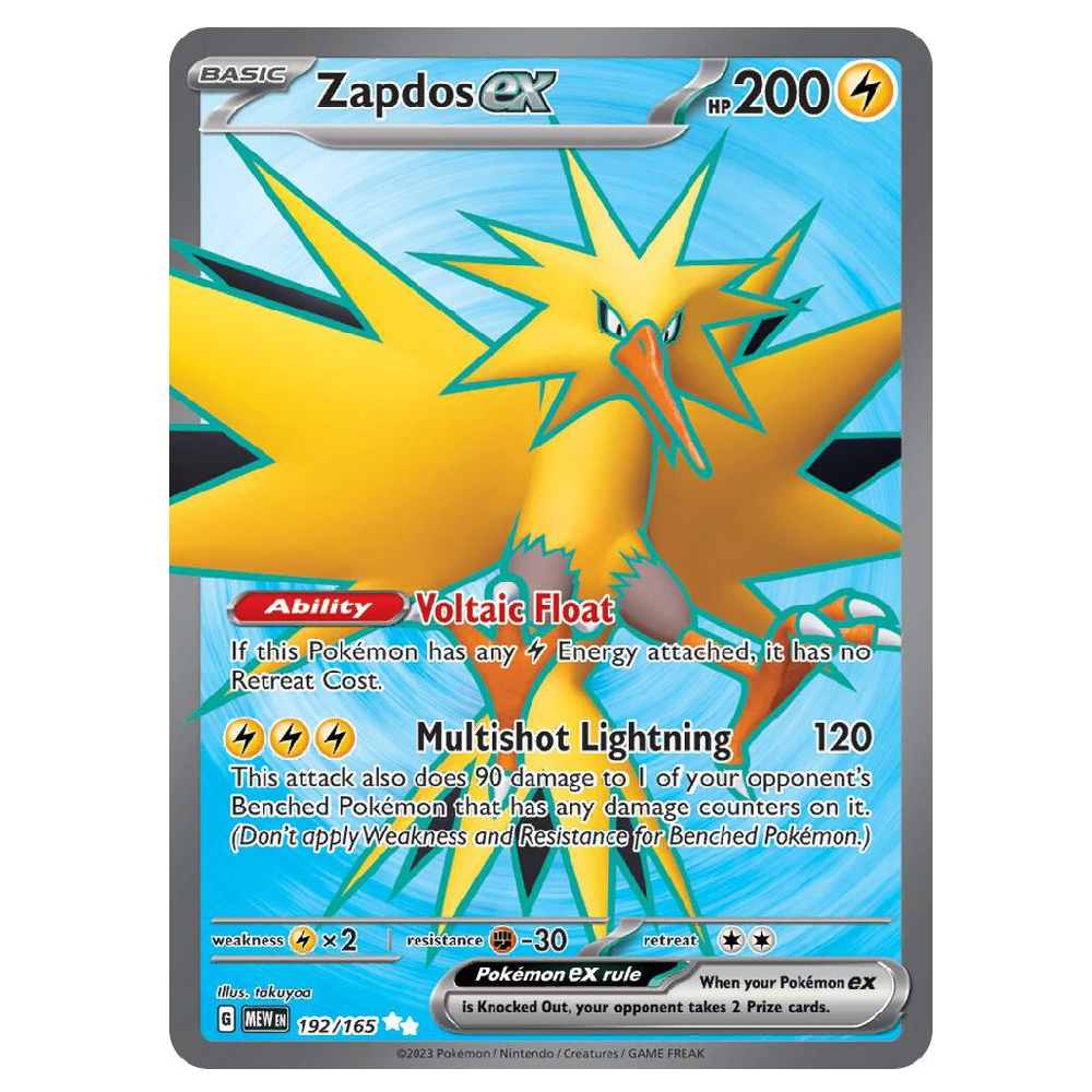 Zapdos ex - MEW 192/165 - Ultra Rare - 1st Edition