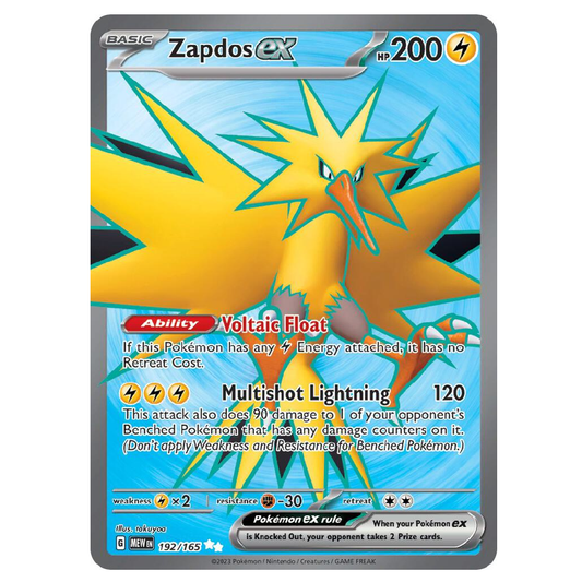 Zapdos ex - MEW 192/165 - Ultra Rare - 1st Edition