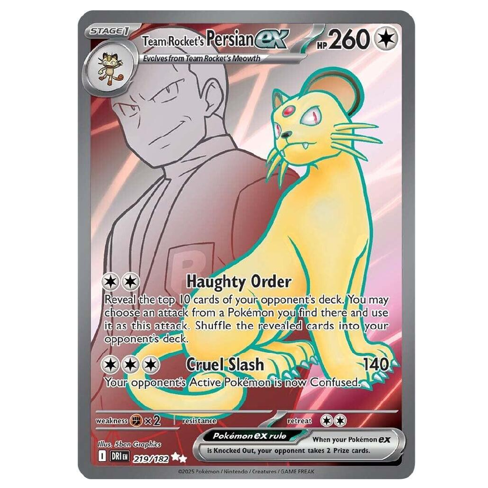 Team Rocket's Persian ex - DRI 219/182 - Ultra Rare - 1st Edition