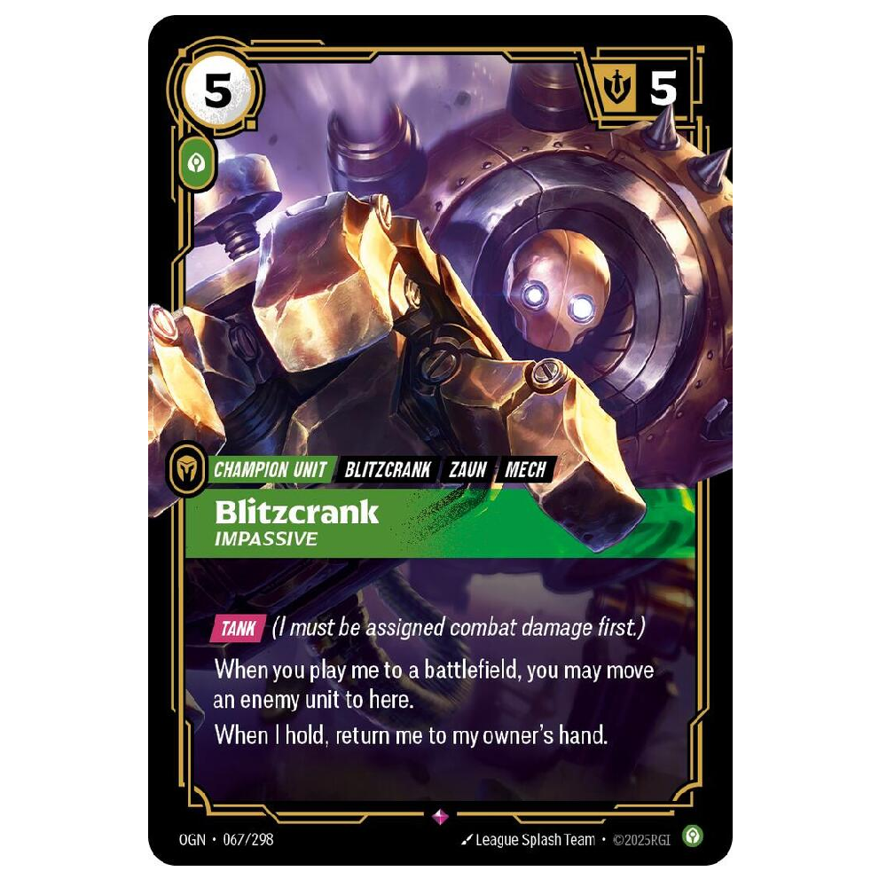 Blitzcrank Impassive - OGN 067/298 - Rare - 1st Edition