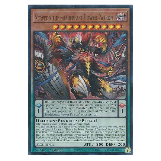 Nervedo the Shadebeast Power Patreon - BLZD-EN011 - Ultra Rare - 1st Edition