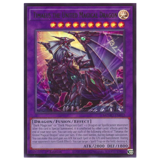 Timaeus the United Magical Dragon - MZMU-EN012 - Ultra Rare - 1st Edition
