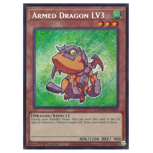 Armed Dragon LV3 - MZMU-EN063 - Secret Rare - 1st Edition