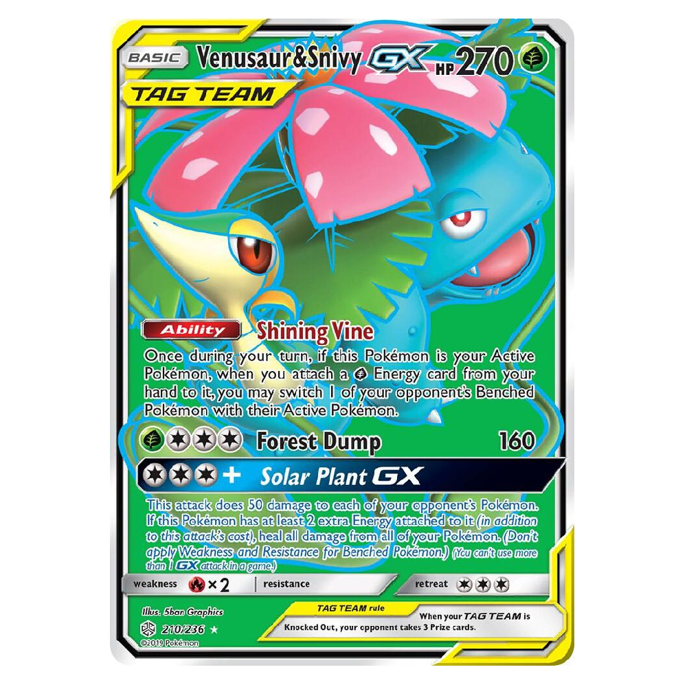 Venusaur & Snivy GX (Full Art) - 210/236 - Ultra Rare - 1st Edition