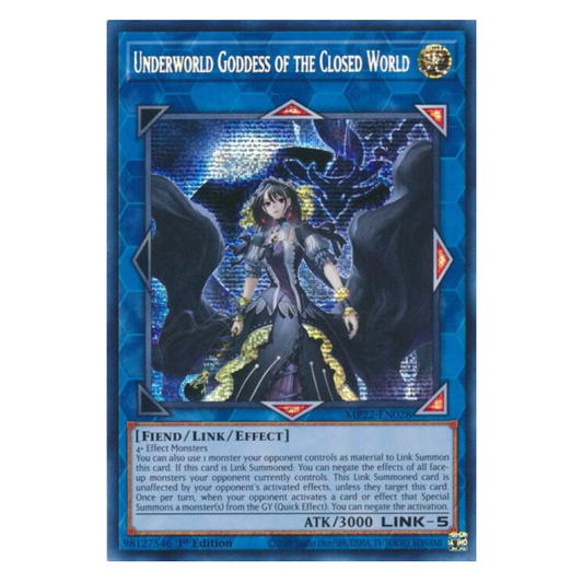Underworld Goddess of the Closed World - MP22-EN028 - Prismatic Secret Rare - 1st Edition