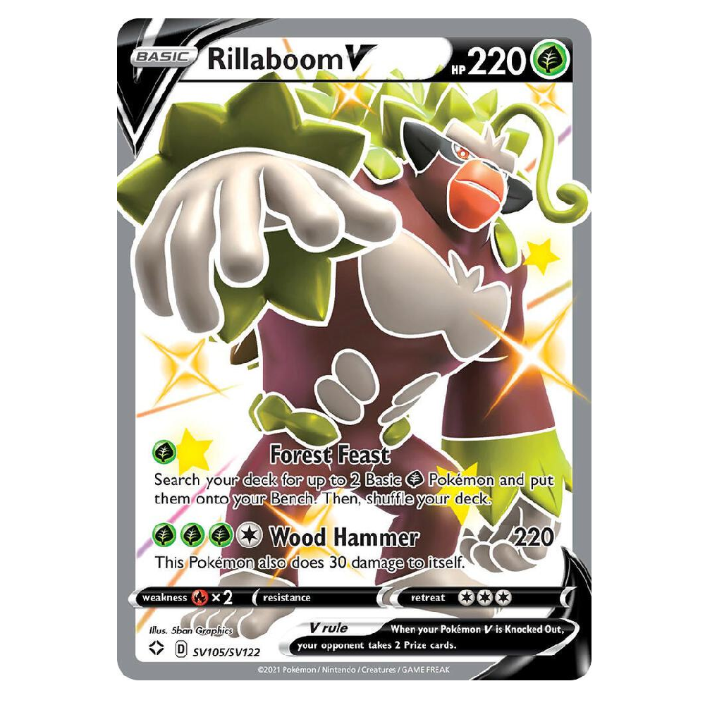 Rillaboom V - SV105/SV122 - Shiny Holo Rare - 1st Edition