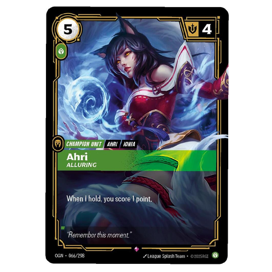 Ahri Alluring - OGN 066/298 - Rare - 1st Edition