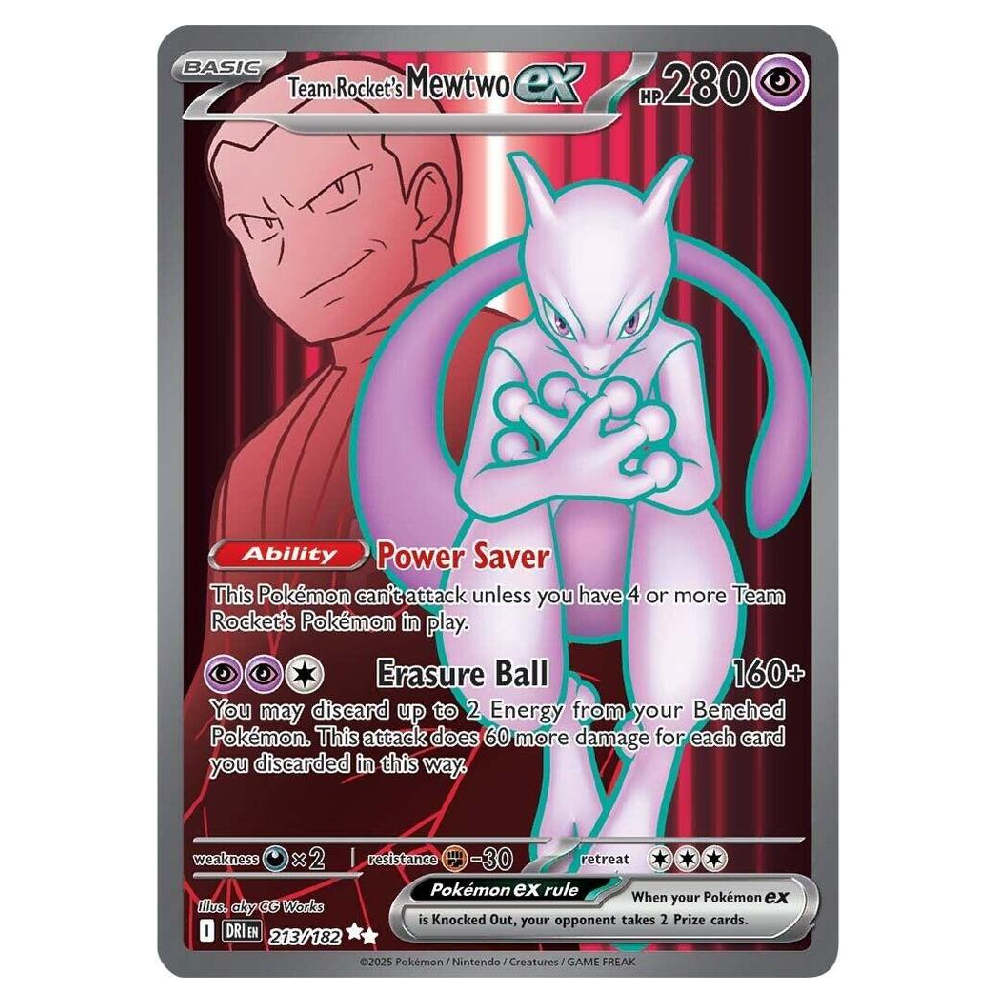Team Rocket's Mewtwo EX - DRI 213/182 - Ultra Rare - 1st Edition