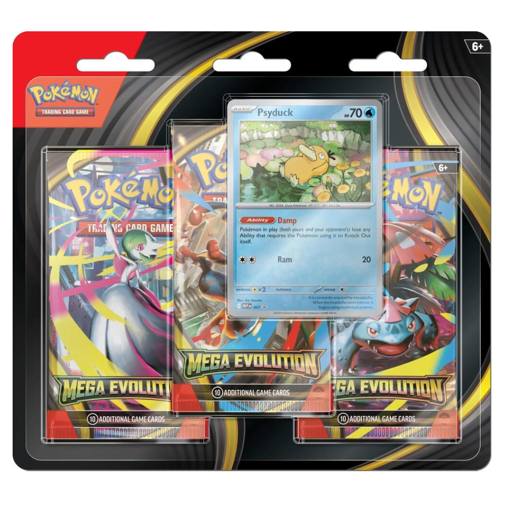 Pokemon TCG: Mega Evolution - 3-Pack Blister - Mega Evolution (Psyduck ...