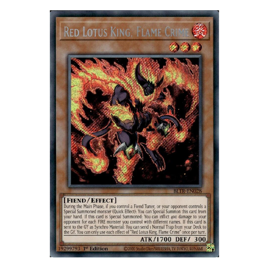 Red Lotus King, Flame Crime - BLTR-EN028 - Secret Rare - 1st Edition