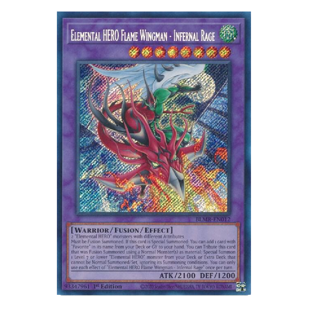 Elemental Hero Flame Wingman - Infernal Rage - BLMR-EN012 - Secret Rare - 1st Edition