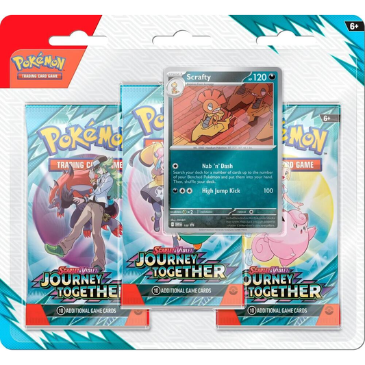 Pokemon TCG: Scarlet & Violet - 3-Pack Bundle - Journey Together (Scrafty)