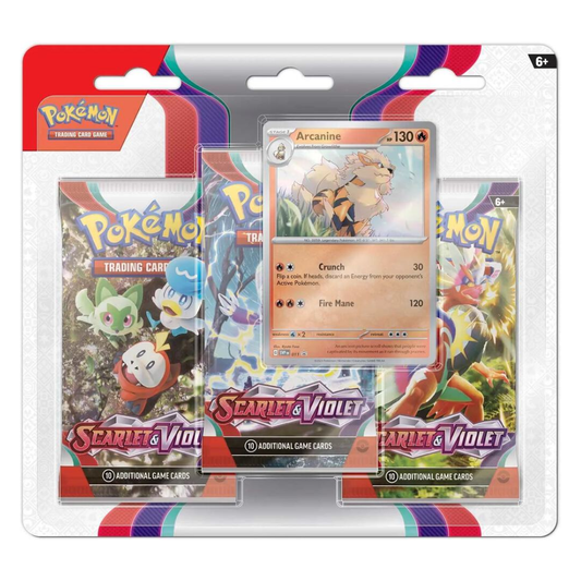 Pokemon TCG: Scarlet & Violet - 3-Pack Blister - Scarlet & Violet Base (Arcanine)